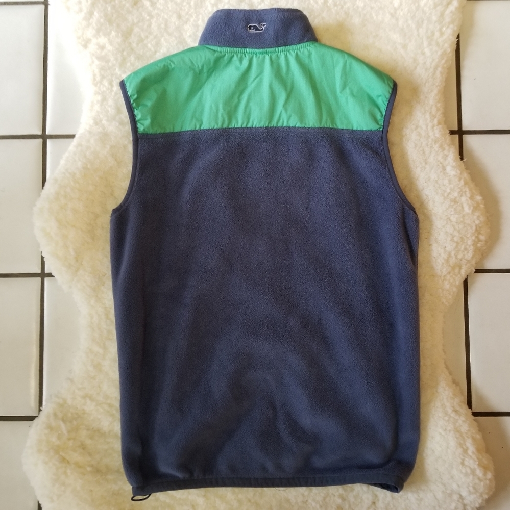 Vineyard Vines Mens Shep Fleece Vest Blue Green Preppy - Picture 2 of 16